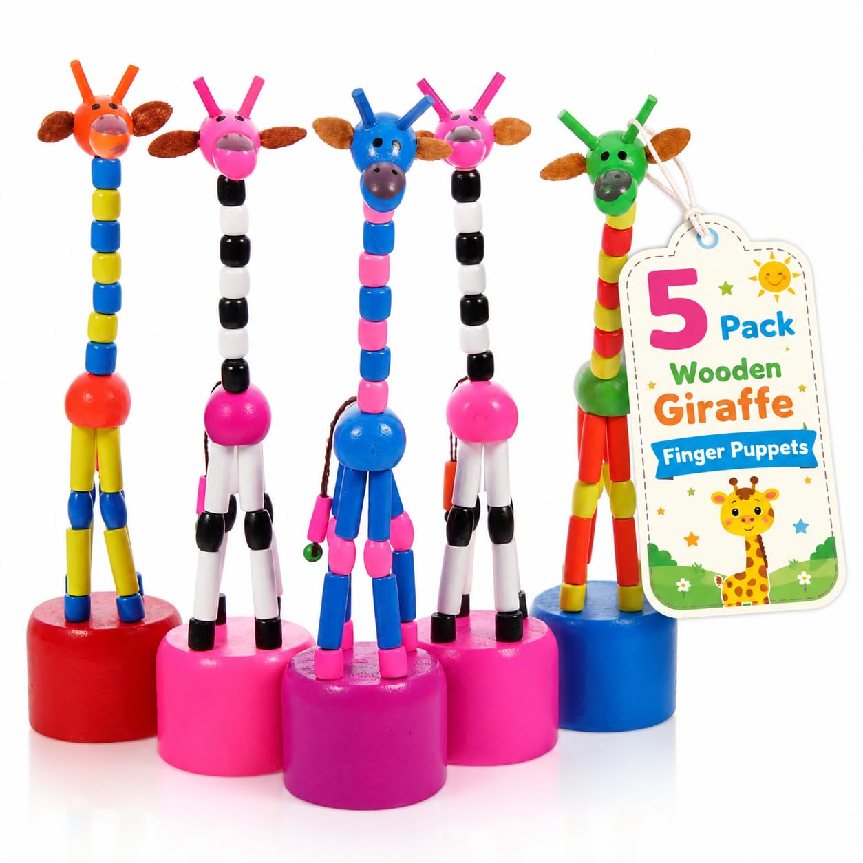 Amazon.com: STOBOK 5Pcs Wooden Giraffe Figurine Toy, Finger